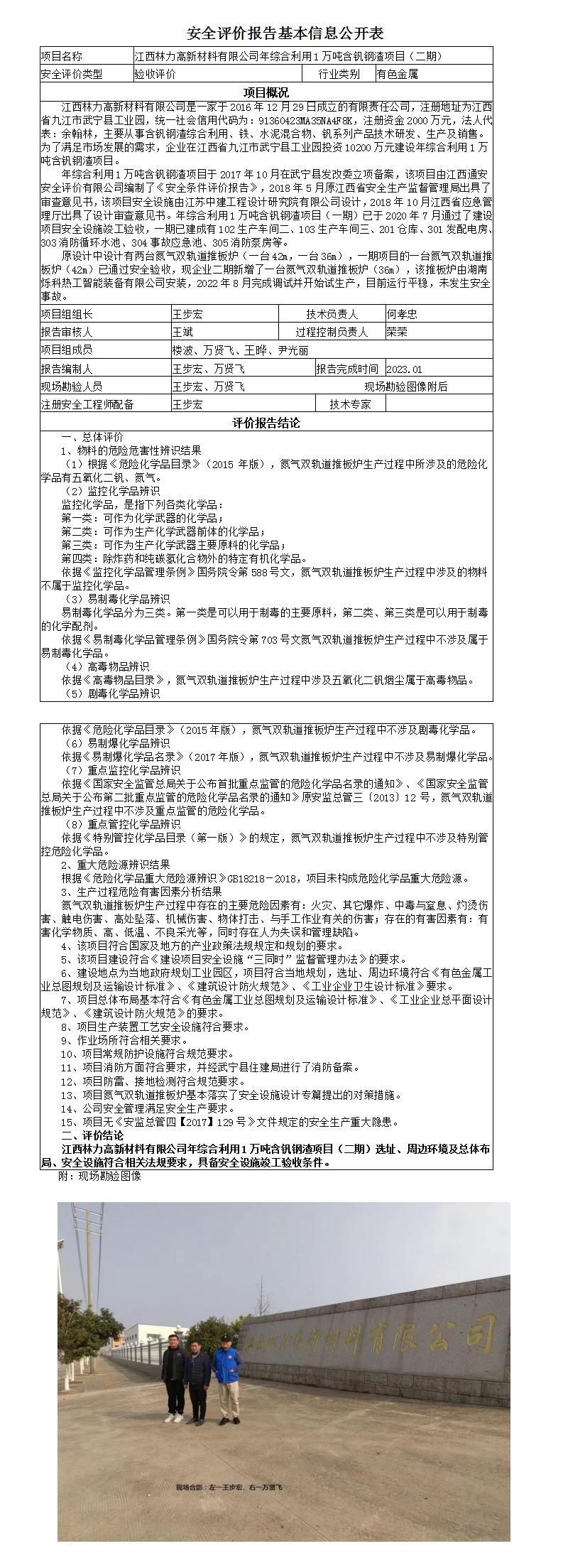 安全評價(jià)報告基本信息公開(kāi)表（林力）