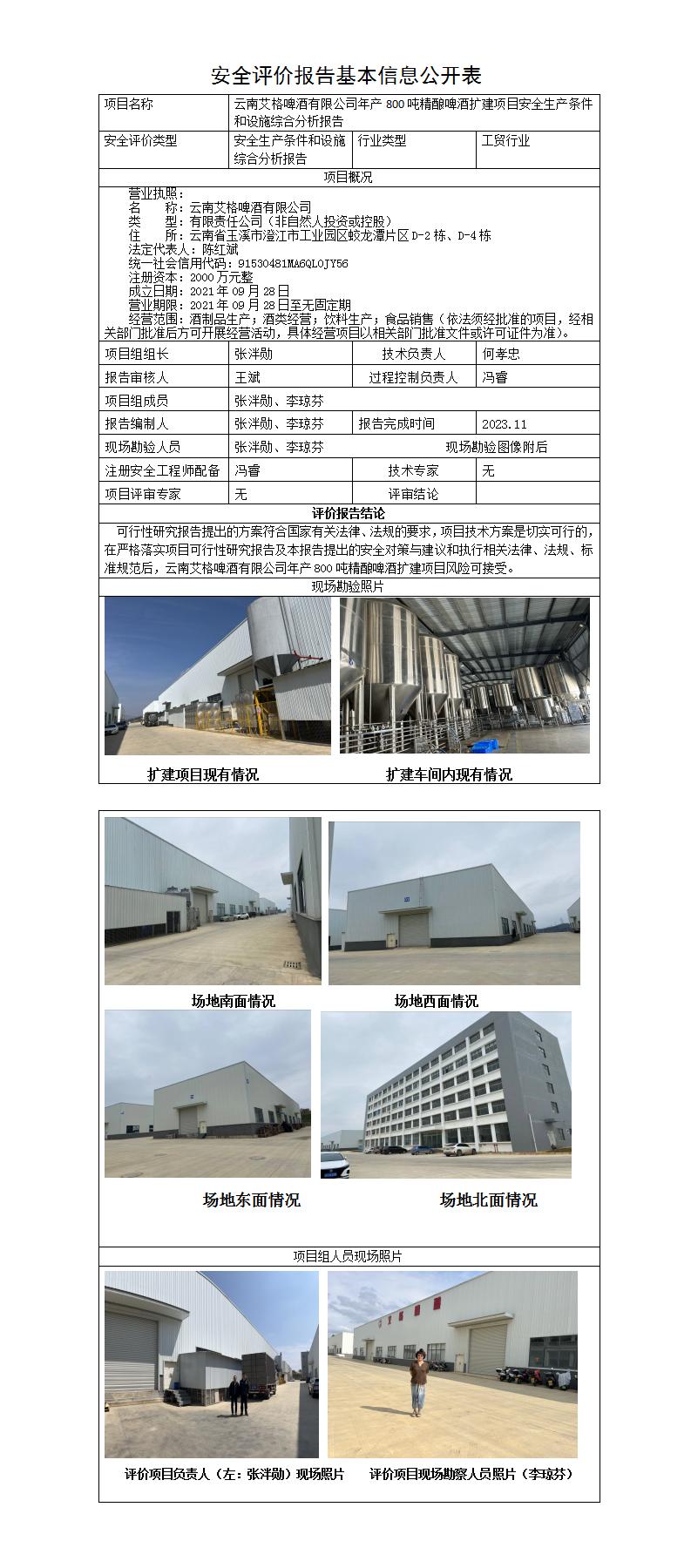 安全評價(jià)報告基本信息公開(kāi)表（艾格）