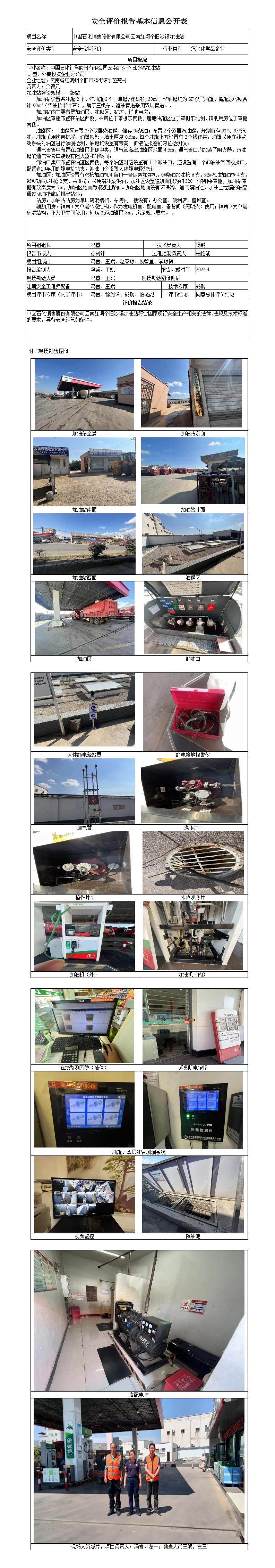 安全現狀評價(jià)基本信息公開(kāi)表個(gè)舊沙錫