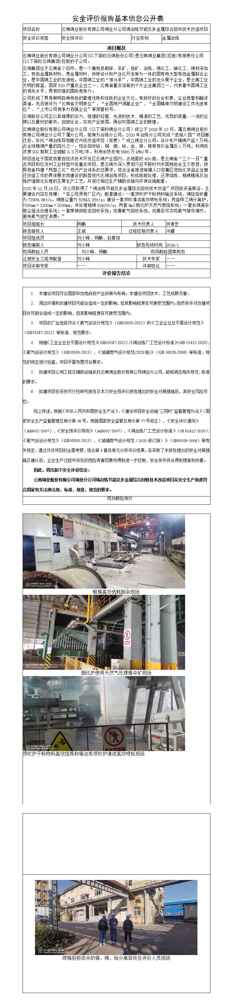 云南錫業(yè)股份基本信息公開(kāi)表